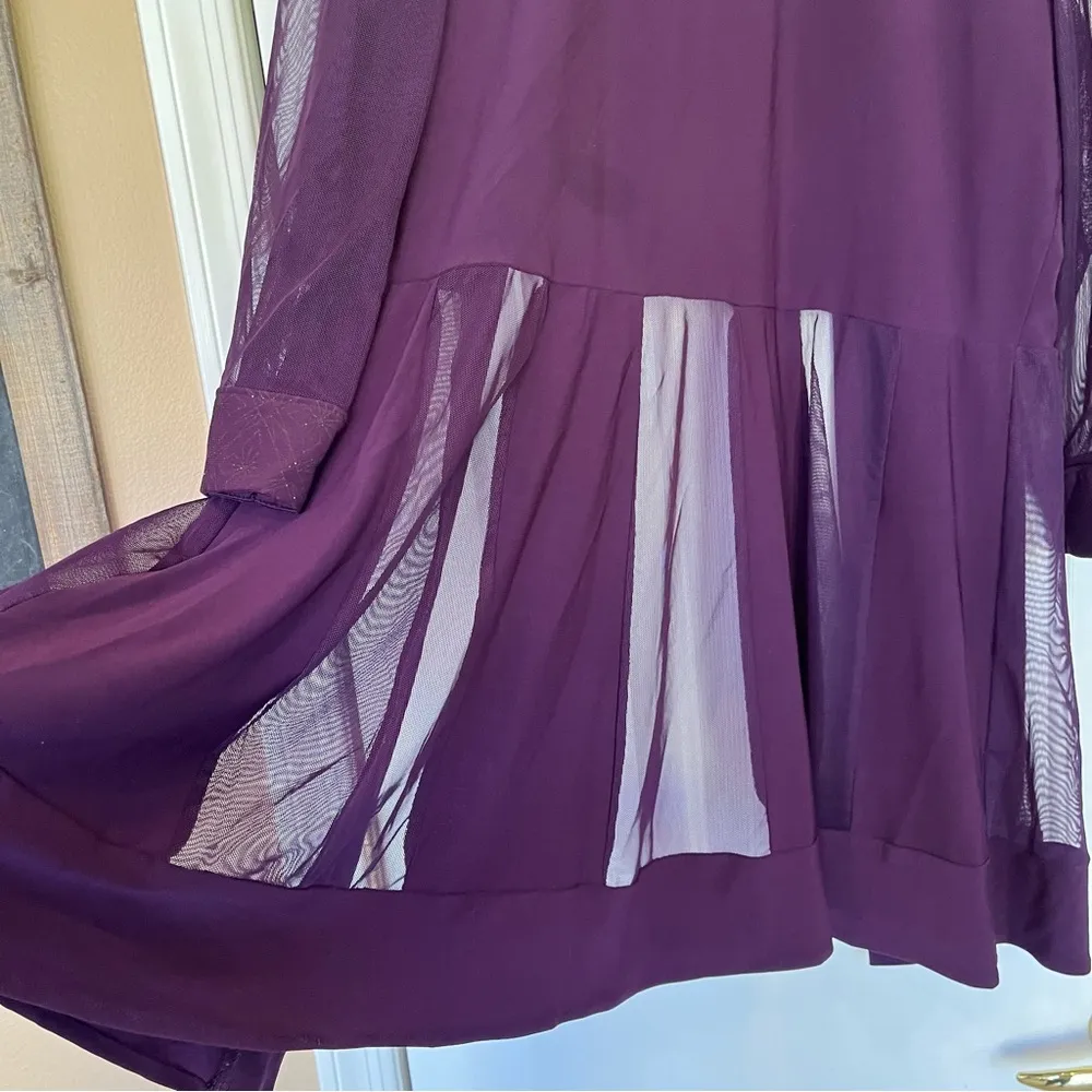 R & M Richards Vintage Open Front Top Duster Sheer Purple Long Sleeve XL  Loose - Image 5