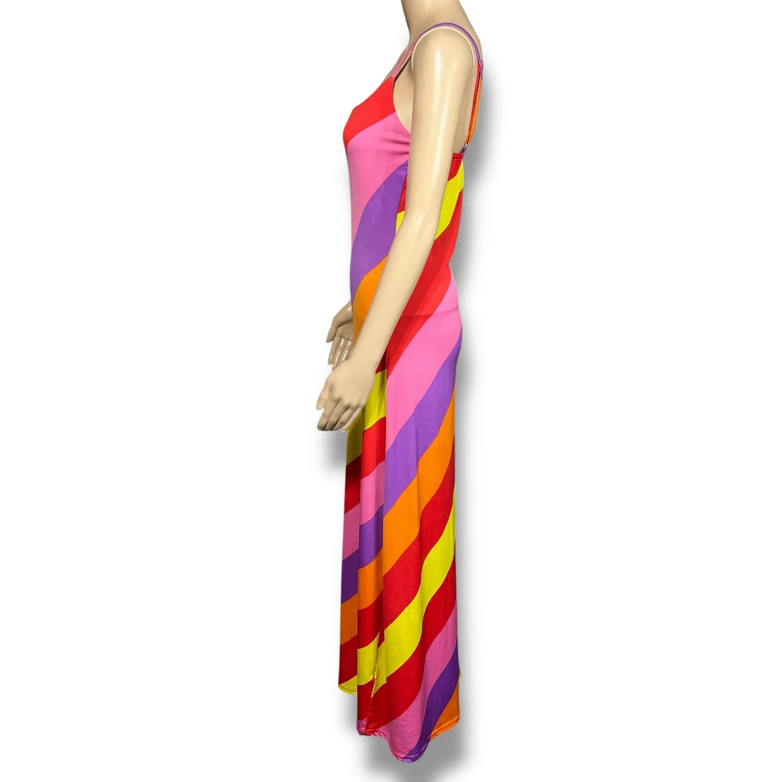 Derek Heart Womens Maxi Sundress Colorful Spiral Stripes Sleeveless Stretch Med - Image 6