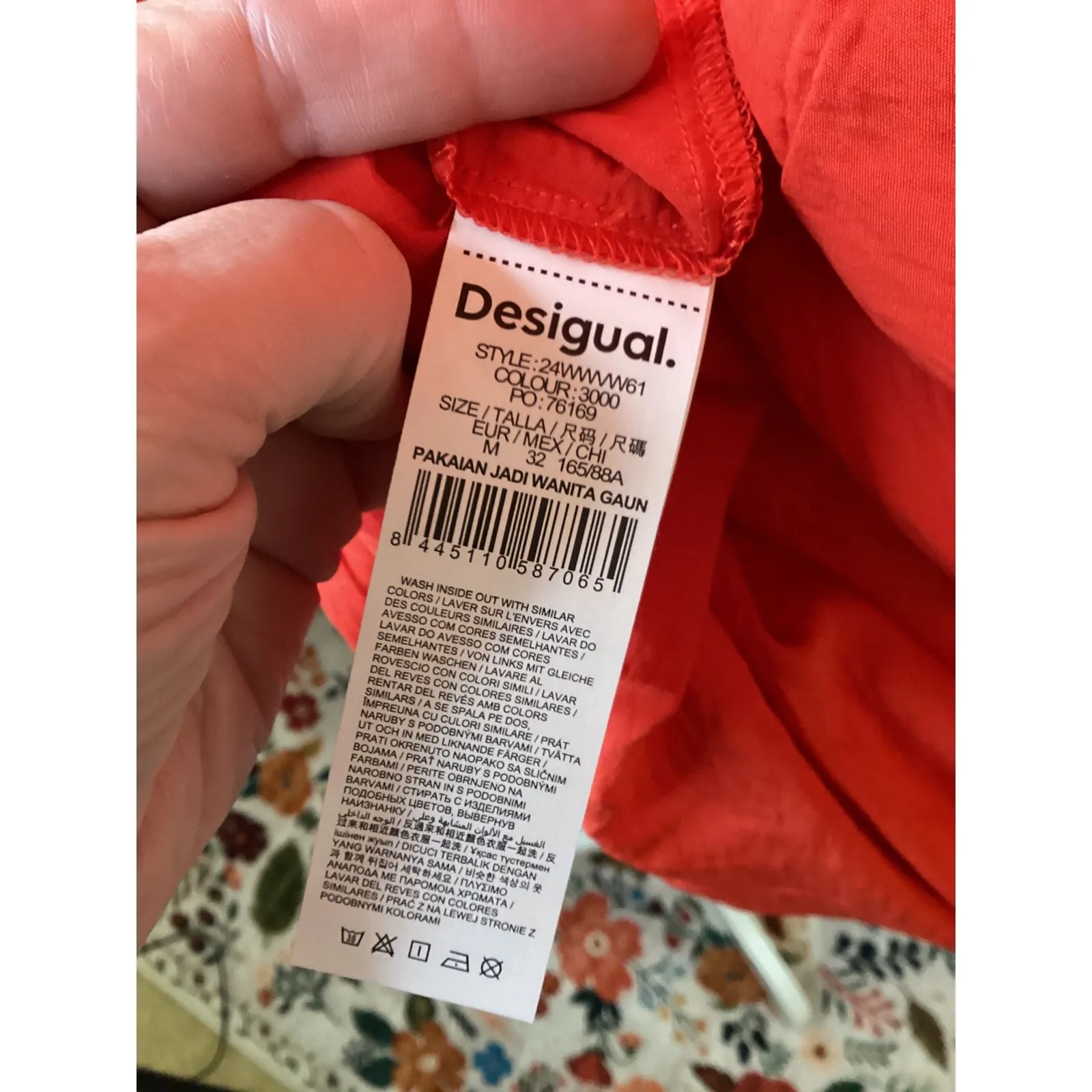 Desigual Women Red Textured Wrap Shirt Dress With Tie Waist Size M - Image 7