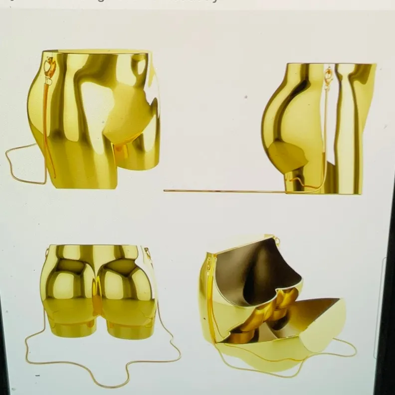 Caleesa Gold AND Silver Metallic Bags in the Image of a Lower Torso, NWOT - Image 8