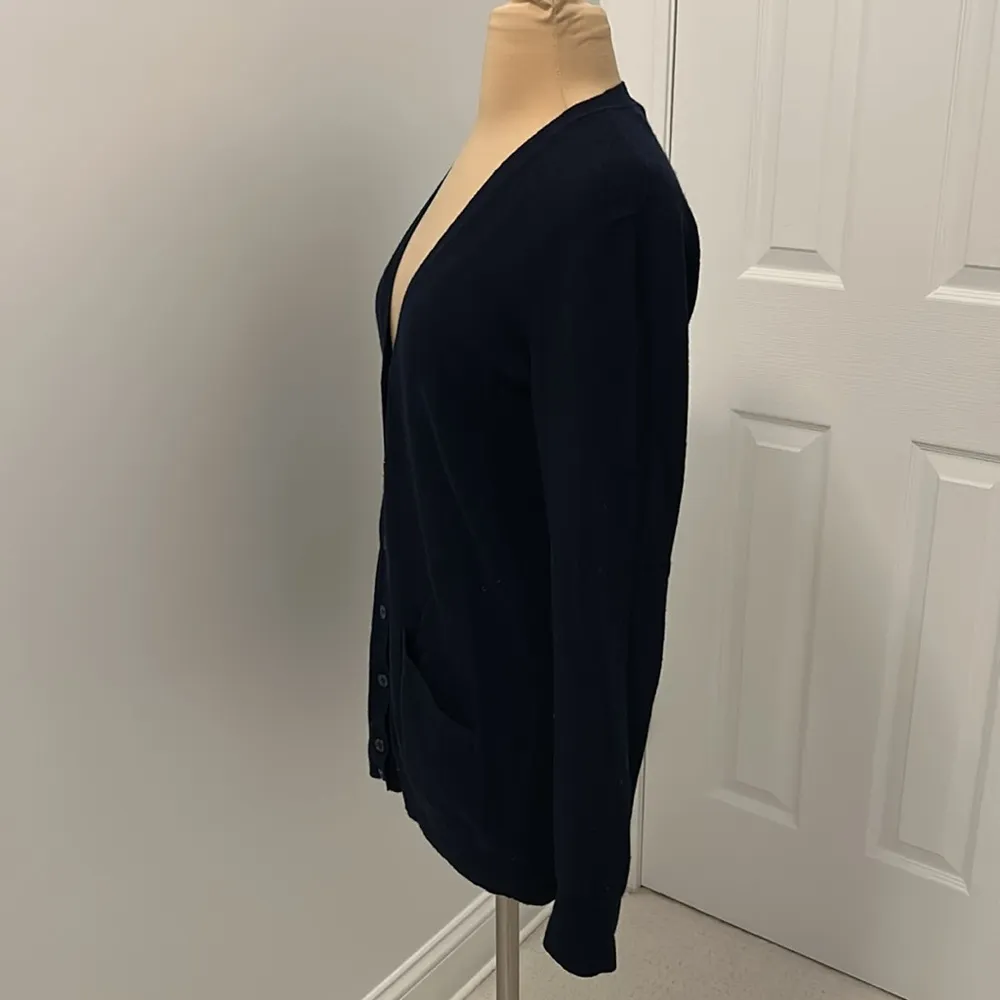 Equipment Femme Wool Cashmere Navy Buttoned Cardigan Sweater - Image 5