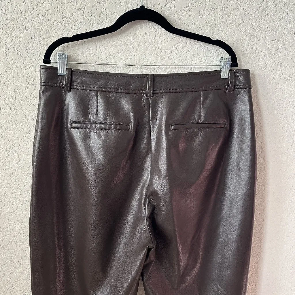 Aritzia Babaton Dark Brown Command Pant Mid-rise Vegan Leather Pants - Image 6