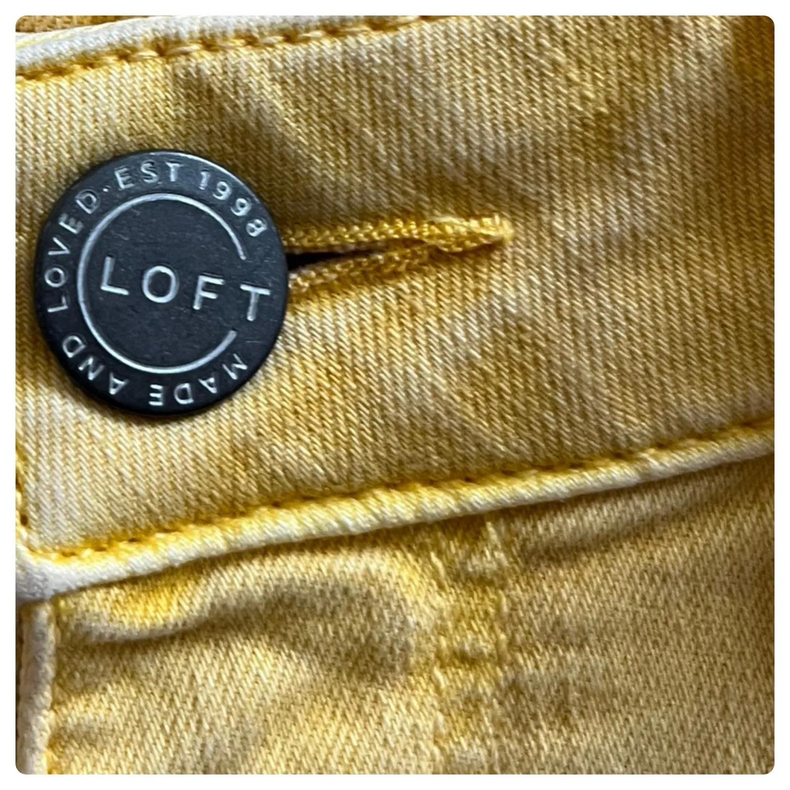 Loft Size 25 Yellow Weather Look Curvy Skinny Raw Hem Crop Jean 26 Inch Inseam - Image 9