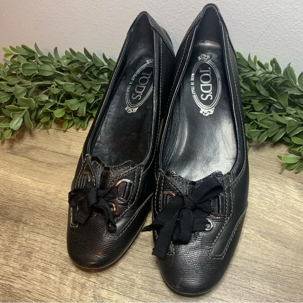 Tod's Black Patent Leather And Suede Lace up Loafers Size 38 - Image 10