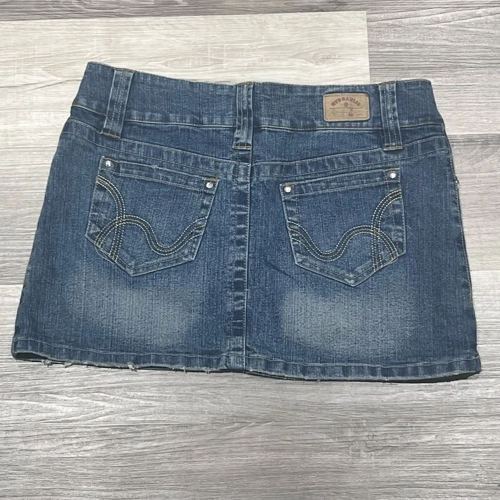 Hydraulic Jean Mini Skirt SZ 5/6 light Wash denim Bling embellishments Y2K - Image 3