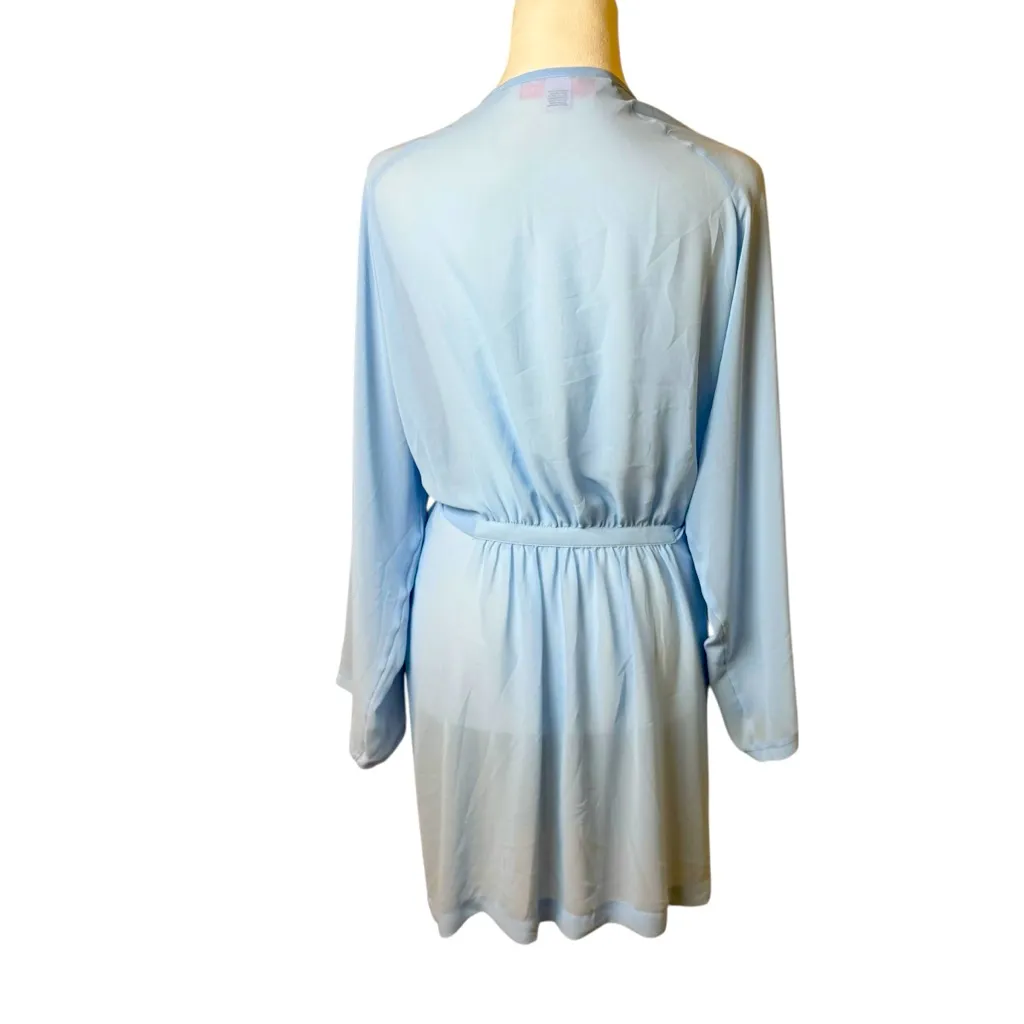 Victoria's Secret Light Blue Sheer Robe One Size Y2K Classic Bridal Romantic - Image 4