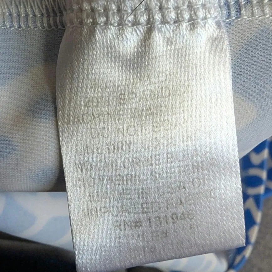 Jude Connally Dress Blue White Keyhole Halter Sleeveless Geometric Resortwear - Image 5