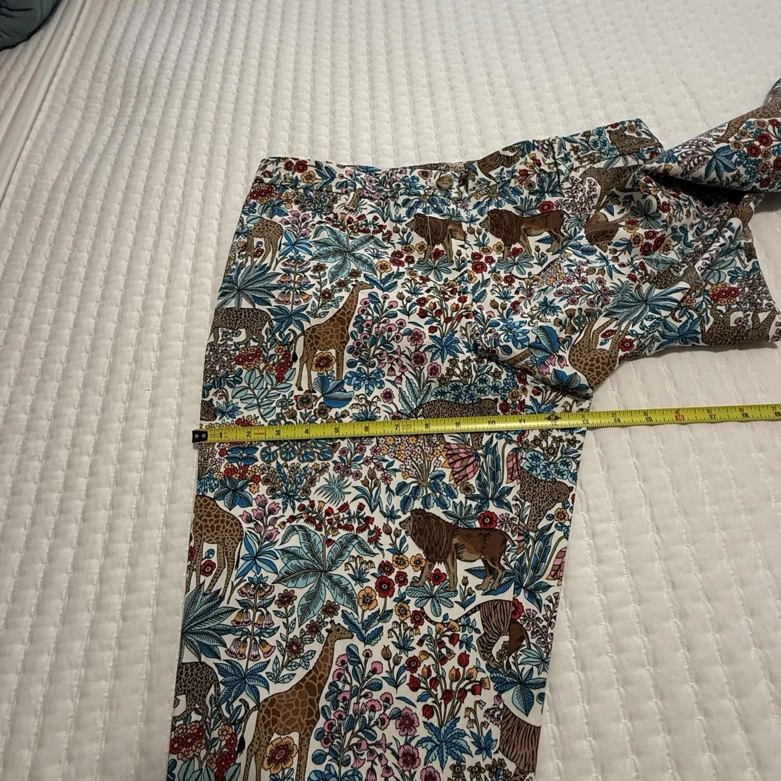 Talbots Pants Tropical Safari Animals Relaxed Chino Sz 10 Lion Giraffe Tiger Etc - Image 4