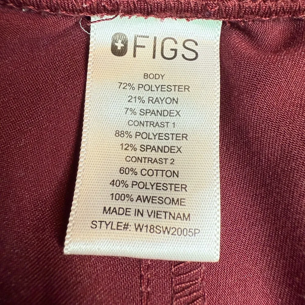 Figs Women’s Zamora Jogger Style Scrub Pants Burgundy W1709 Sz Small Petite - Image 9