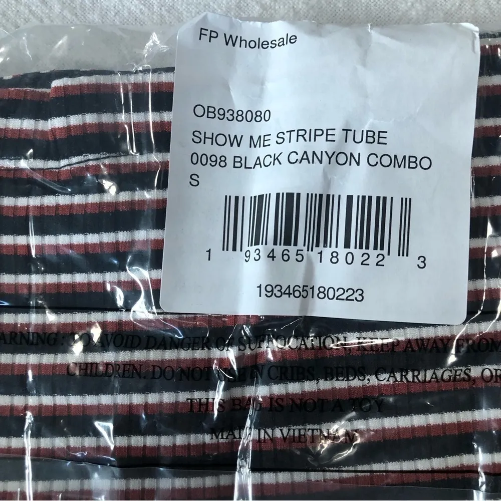 Free People Show Me Stripe Tube Top Black Canyon Combo Small New - Image 2