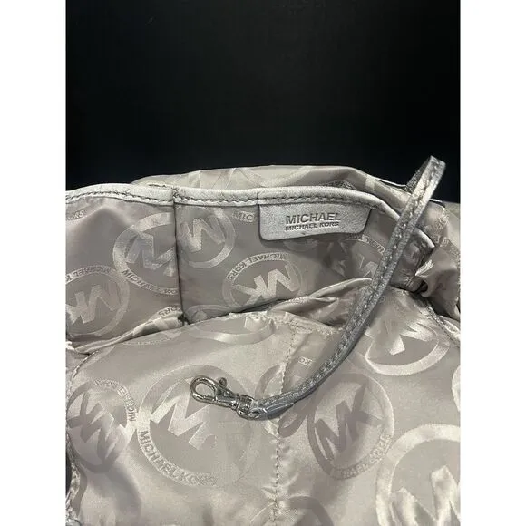 Michael Kors‎ Silver Gray Leather Shoulder Handbag With Dust Bag - Image 11