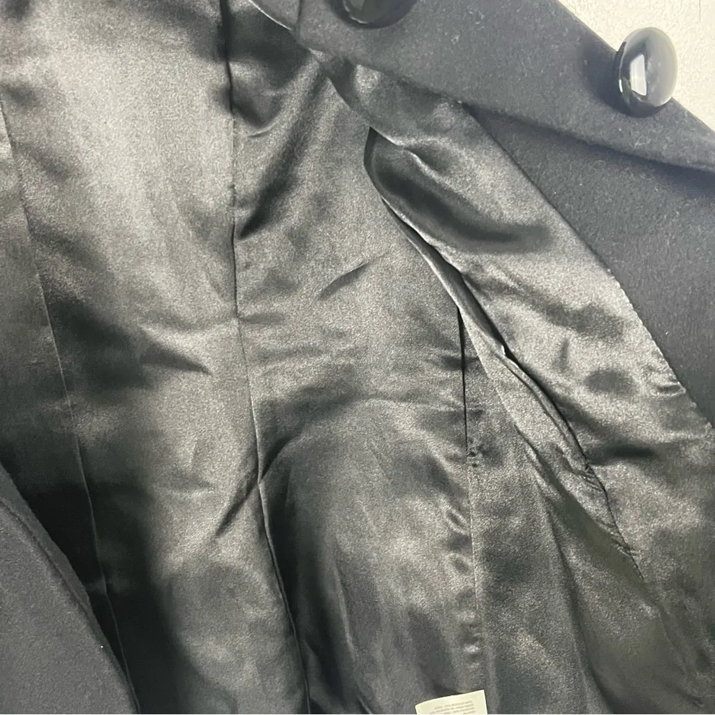 OLD NAVY Classic Black Wool Blend Lined Button Front Long Sleeves Pea Coat Small - Image 10