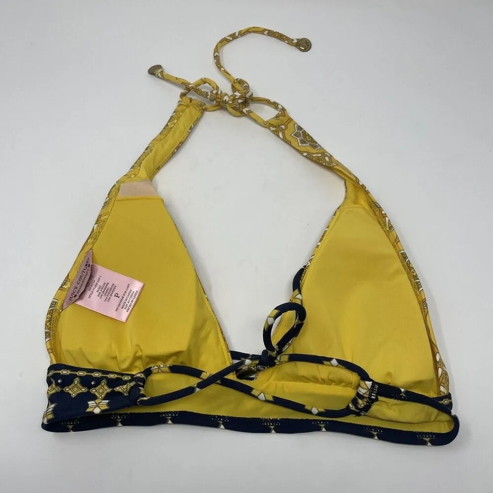 Juicy Couture Size S Triangle Halter Swim Top Printed Multicolor - Image 5