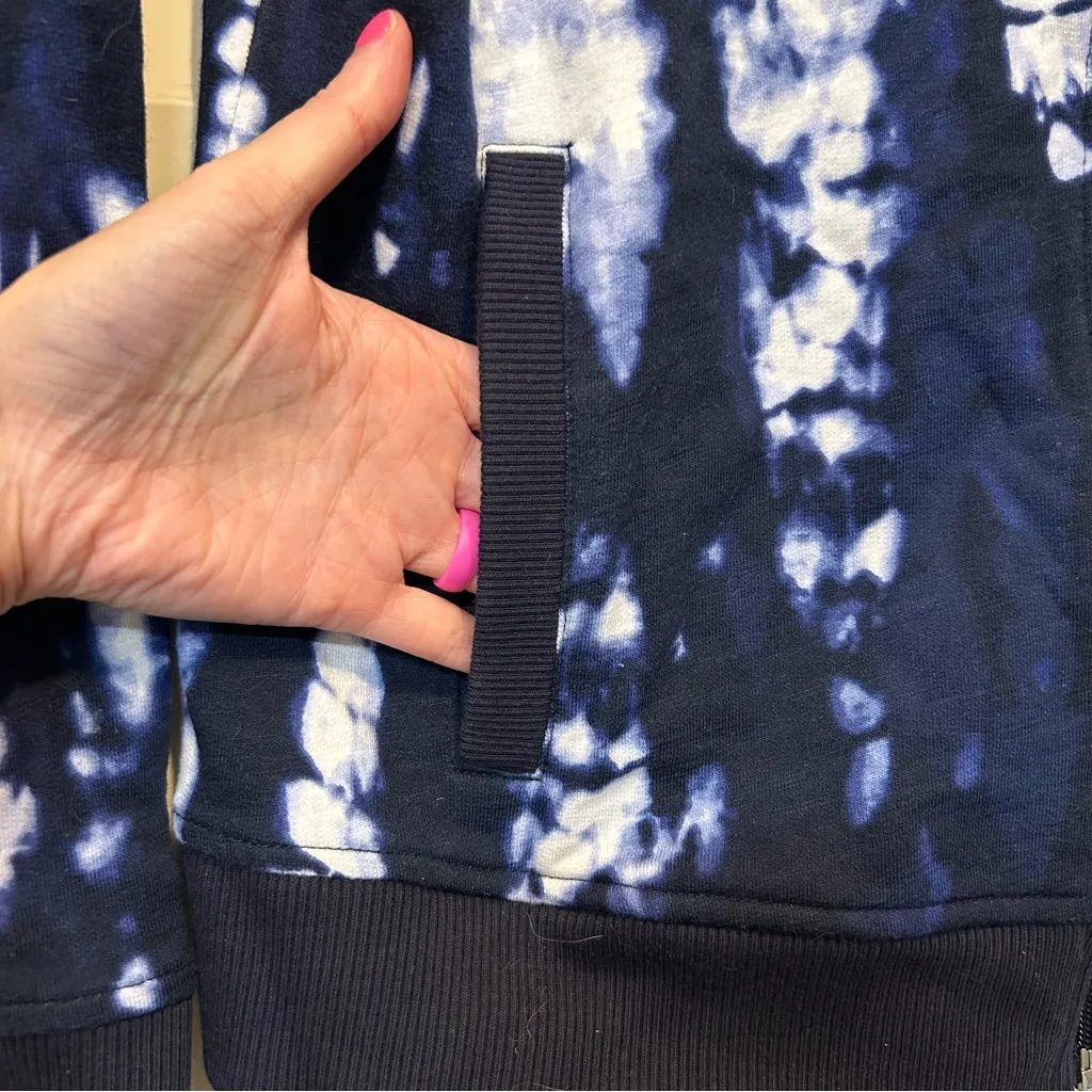 Jones New York Sport Navy Blue White Tie Dye Long Sleeve Zip-Up Jacket NWT - Image 6