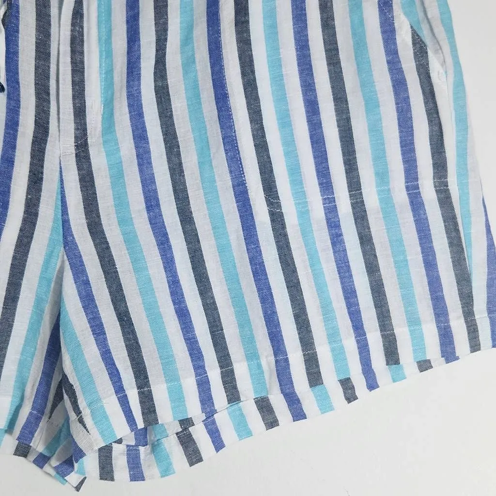 Liz Claiborne Blue Striped Linen Shorts NWOT Size XXL Preppy Striped Shorts - Image 3