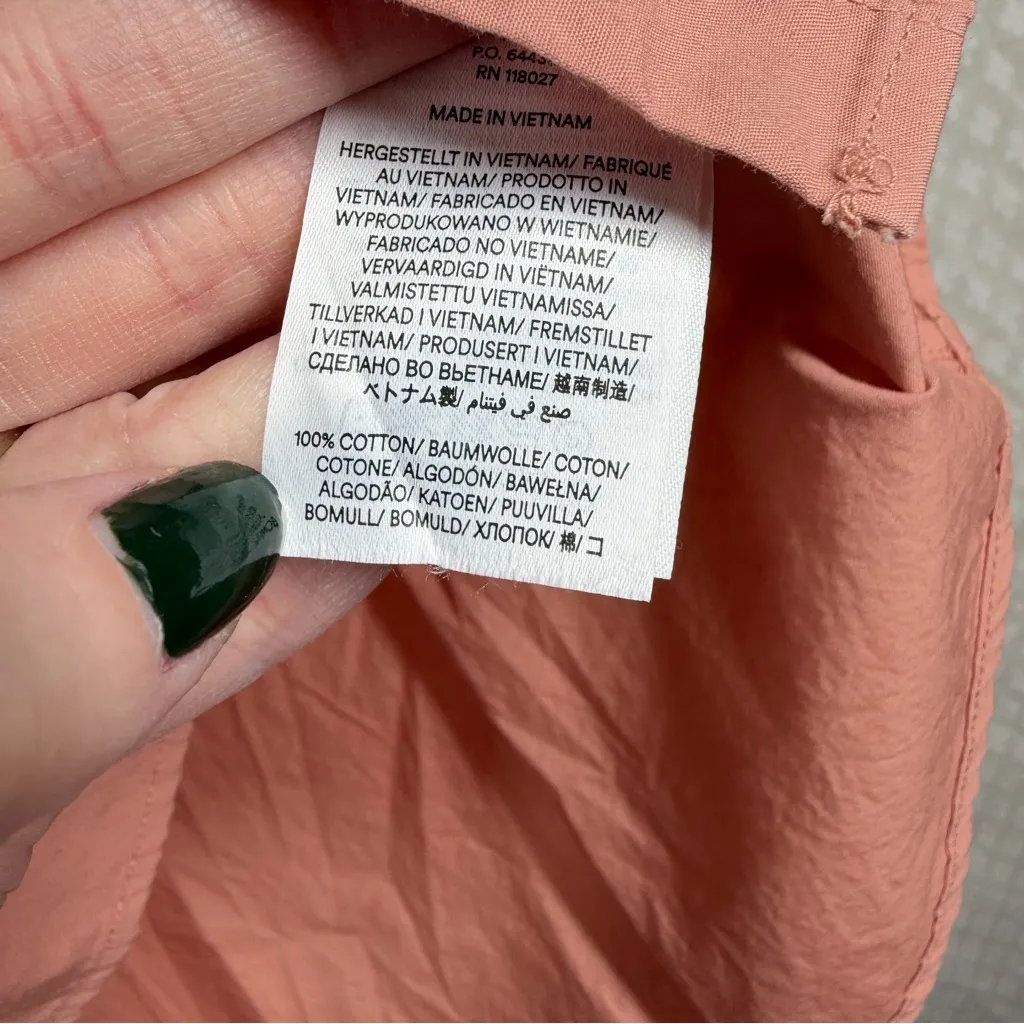 Boden Peach Cotton Button Up Top Orange Size 6 - Image 5