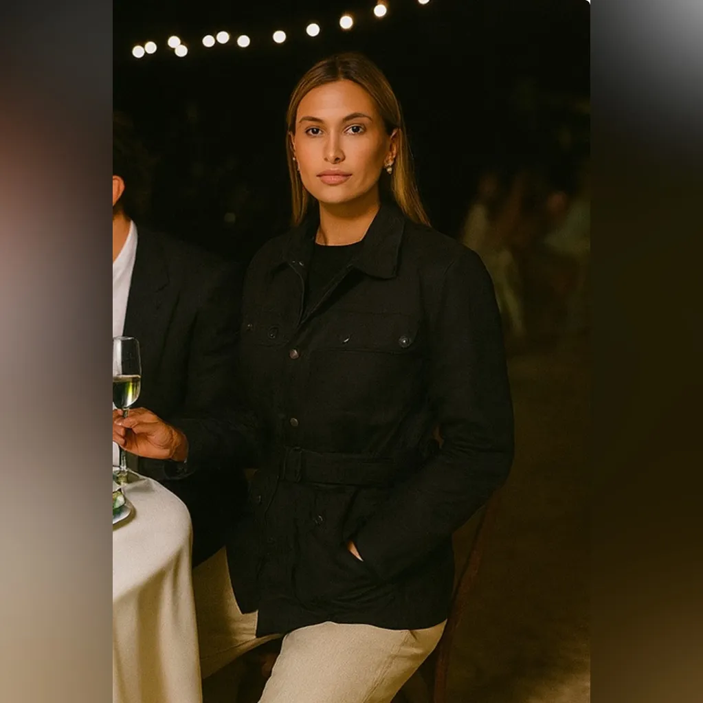 Kenneth Cole Black Cropped Cotton Trench Coat Jacket Sz 2 - Image 11