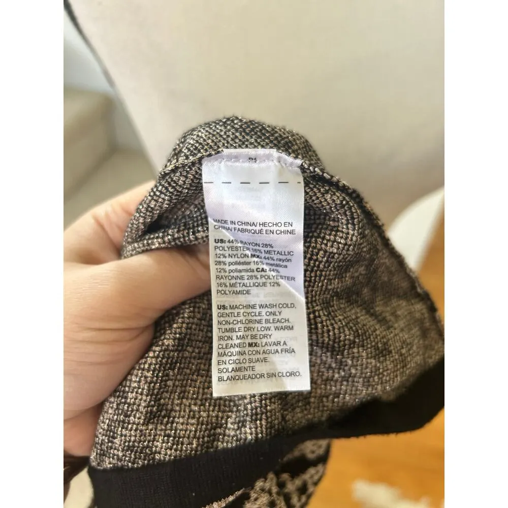 Chico's Metallic Black Tan Snake Print Tie Front Long Sleeve Sweater - Image 5