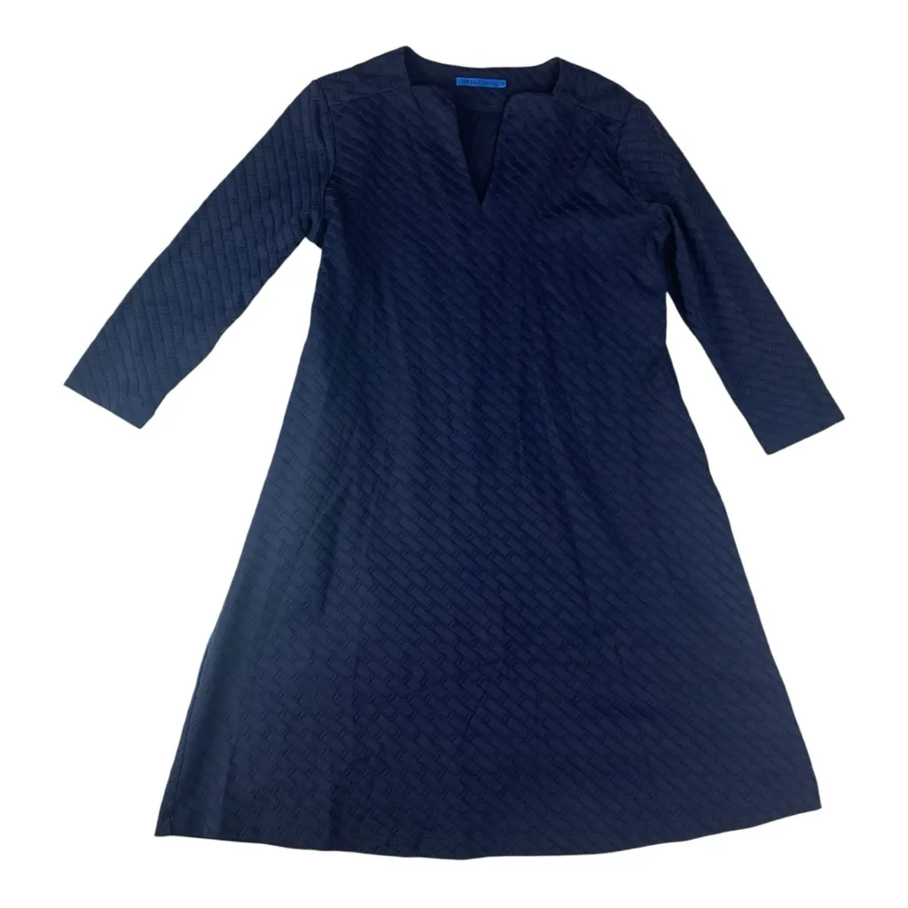 J. McLaughlin size medium Octavia navy blue jacquard dress knee length - Image 3