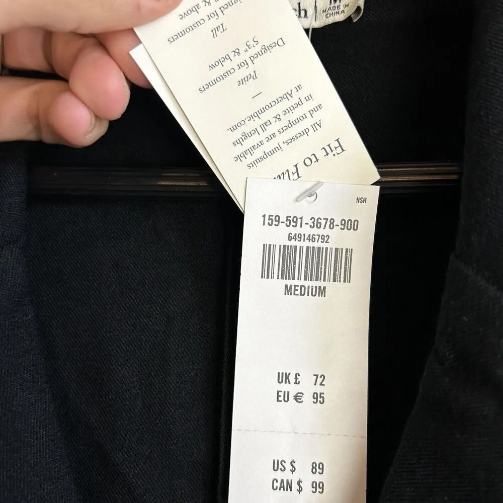 Abercrombie & Fitch Blazer Dress size Medium Black long sleeve Double Breasted - Image 7