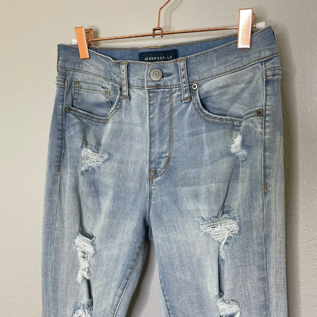 Aeropostale Seriously Stretchy High-Rise Jegging Size 6 Ripped Destroyed Skinny - Image 3