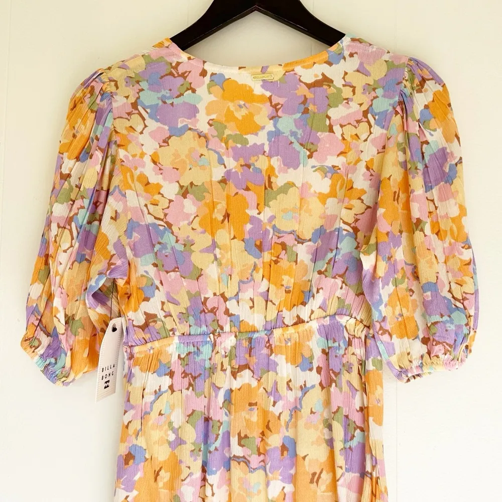 NWT BILLABONG Your Fav Puff Sleeve Floral Mini Dress X-Small - Image 11