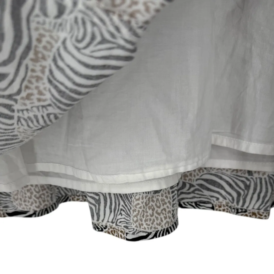 J.Crew Animal Print Novelty Zebra Leopard Long Sleeve Tiered Mini‎ Dress Size XS - Image 14