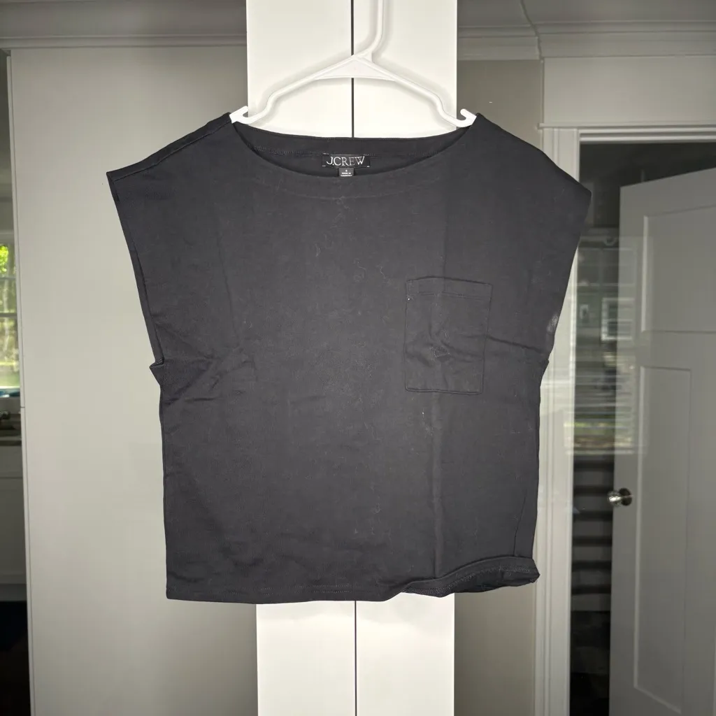 NWT J. Crew New Mariner Jersey Boatneck Muscle T-shirt Black - Image 2