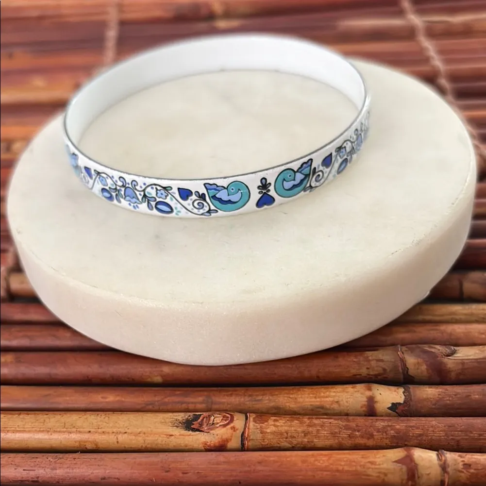 Marlene Blue and White Floral Pattern Banglr Bracelet - Image 2