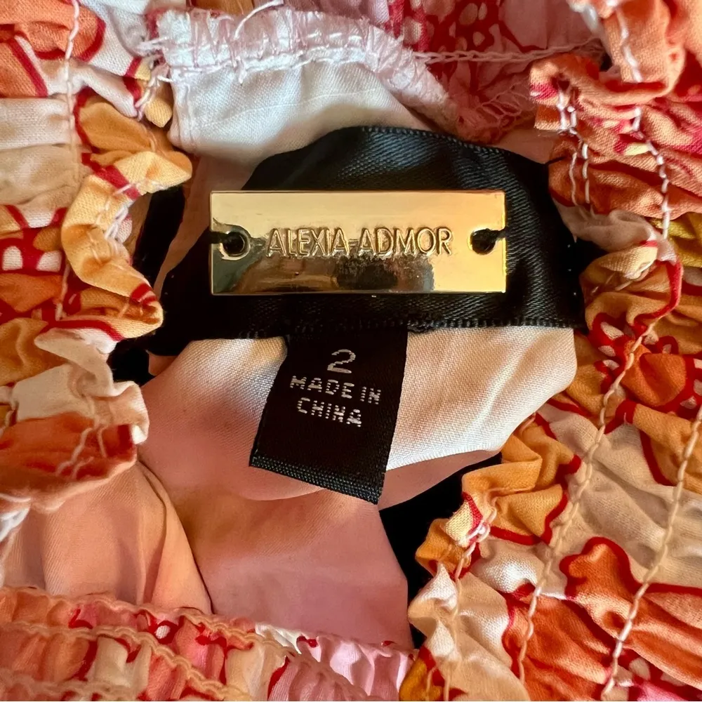 Alexia Admor Molly Mini Dress Pink Tiered Floral Spring 100% Cotton Size 2 - Image 13