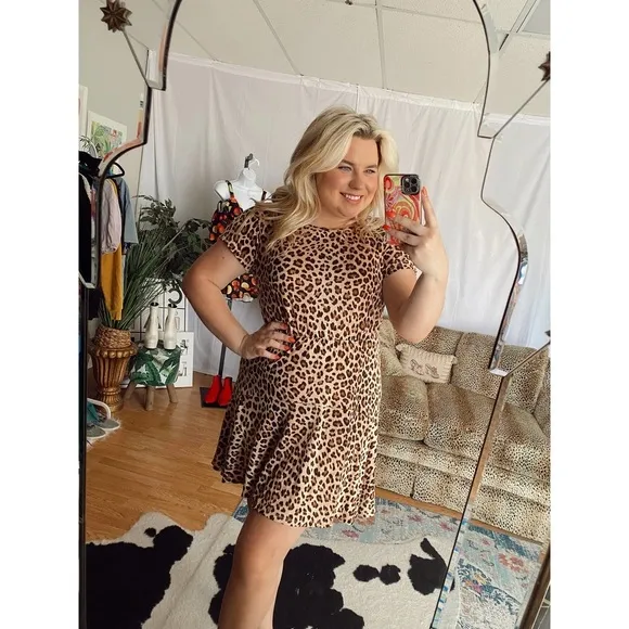 Rebecca Taylor Cheetah Print Mini Dress Brown Small - Image 22