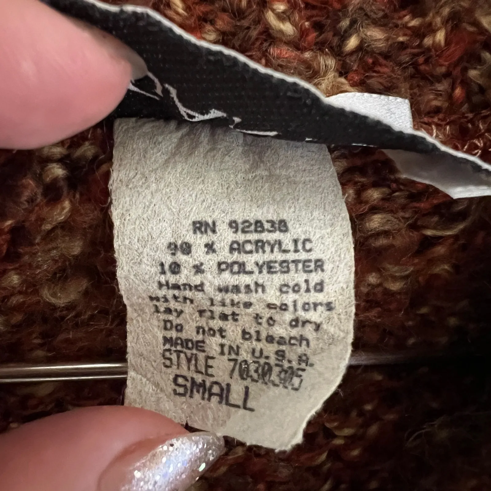 Vintage Gantos Knit Cardigan Sweater USA Made Size S Brown - Image 5