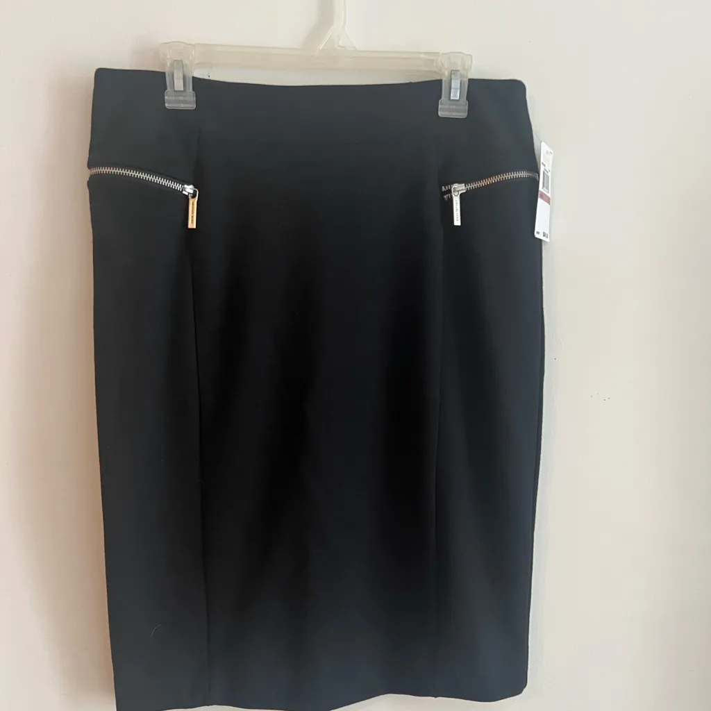 Michael Kors Ladies Black Size 12 Pencil Skirt Front Zipper Pockets NWT $85 MSRP - Image 9