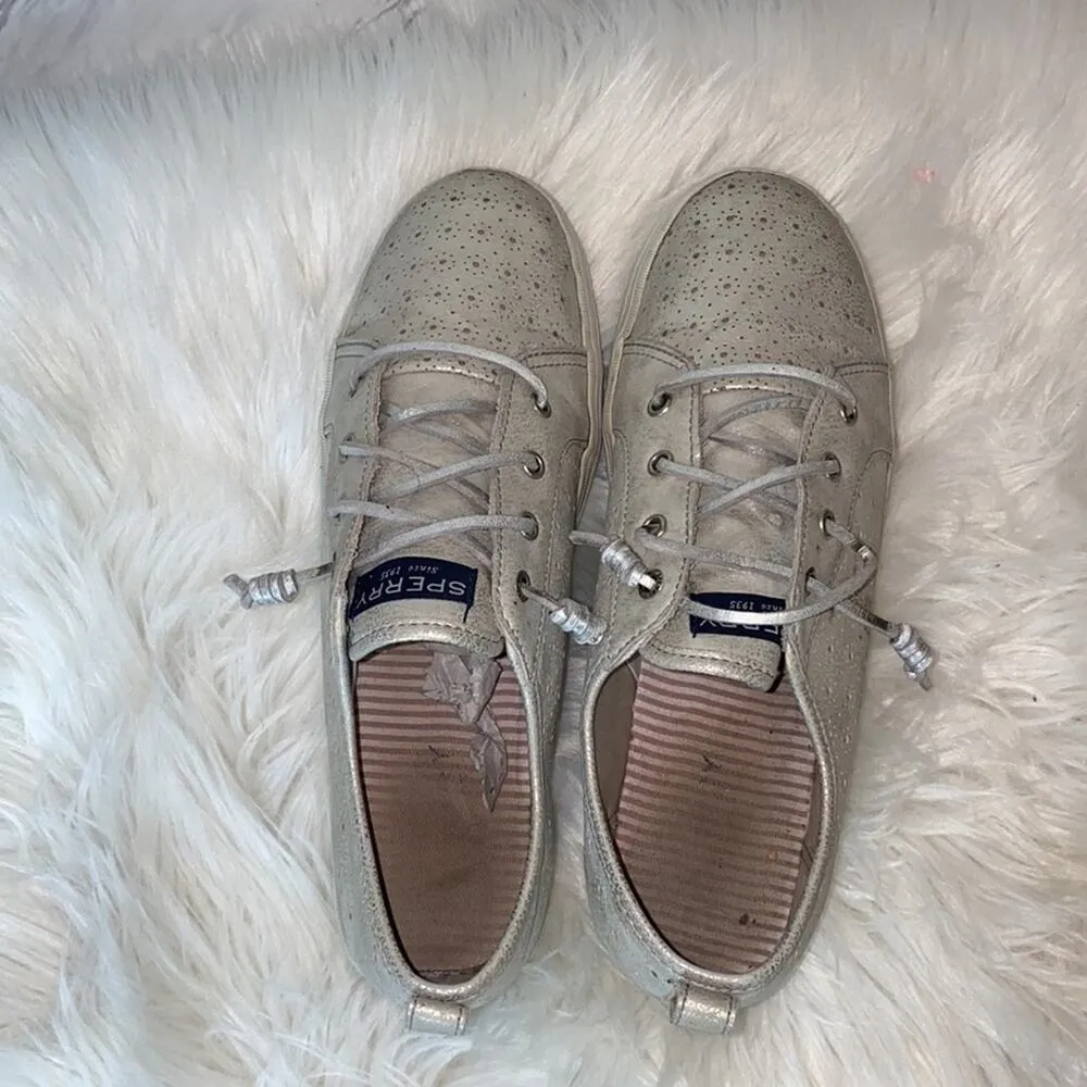 Sperry Crest Vibe Silver Perforated Sneakers 6 - Image 7