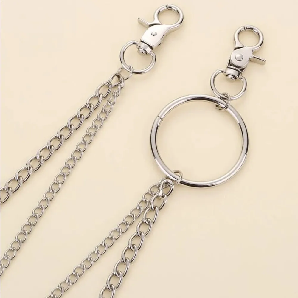 O Ring Silver Layered Pant Belt Chain New - Image 8
