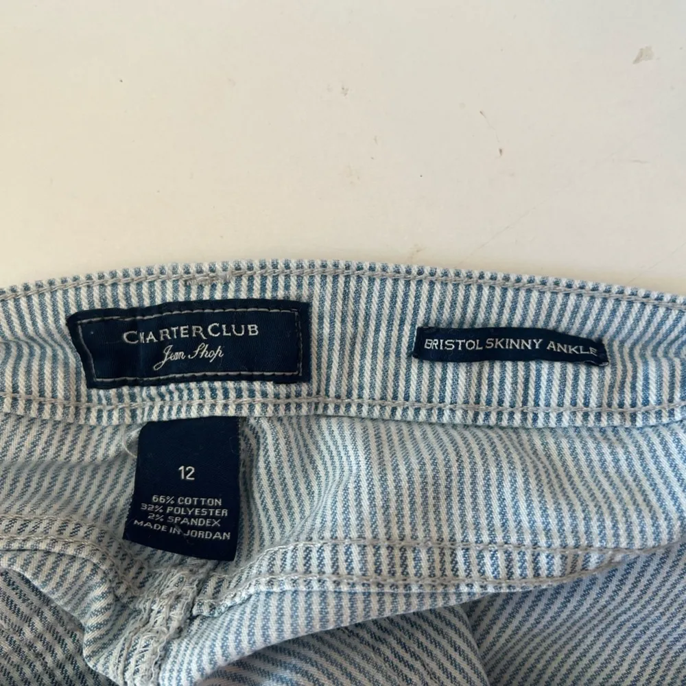 🎀Size 12 Blue and White Striped Charter Club Skinny Ankle Pants - Image 3