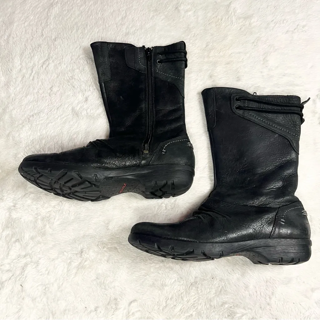 Merrell Mid-Calf Vera Black Distressed Leather Boots with Side Zipper Size 7 - Image 4