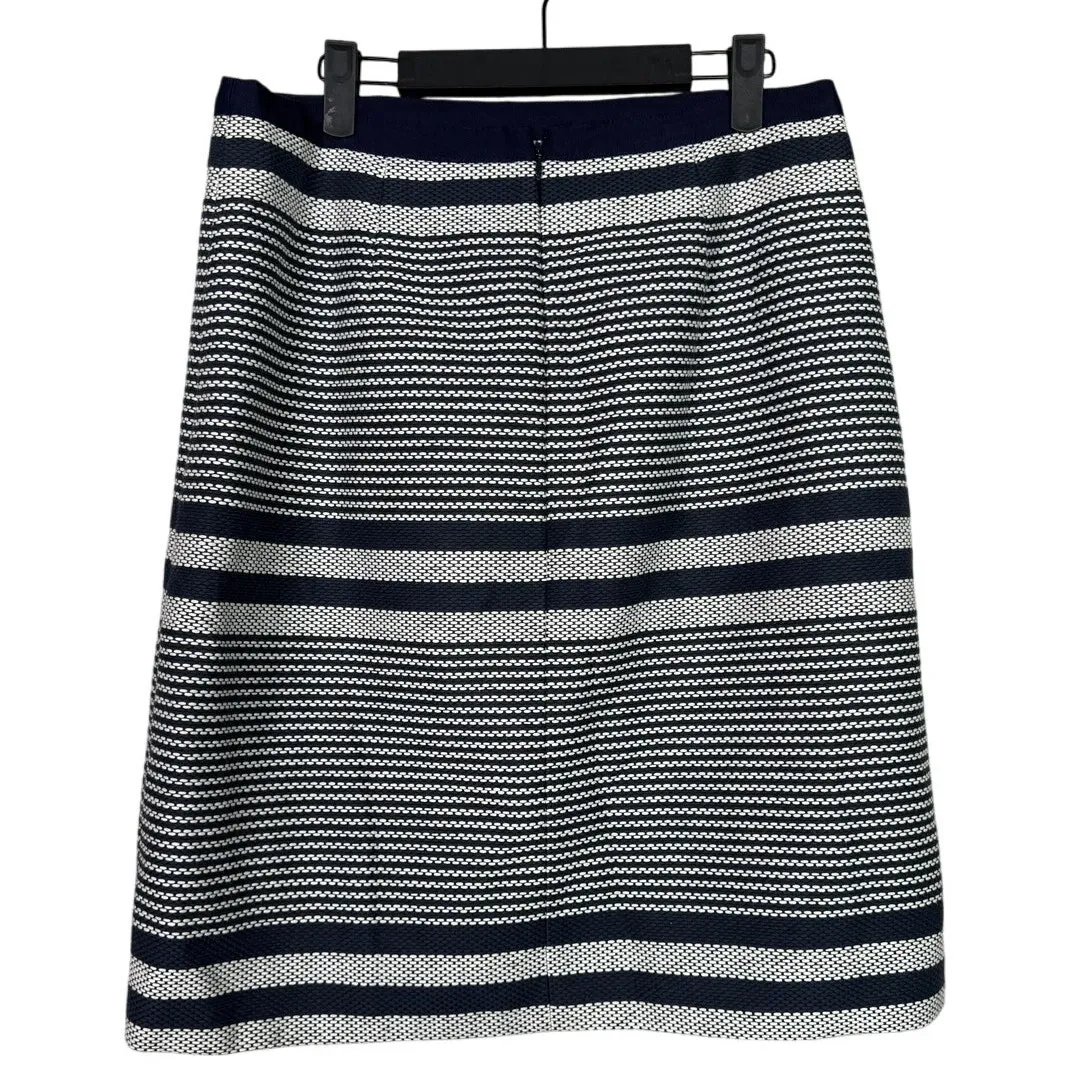 J. Crew Striped Nautical A Lined Knee Length Pencil Tweed Skirt 8 T Blue White - Image 4
