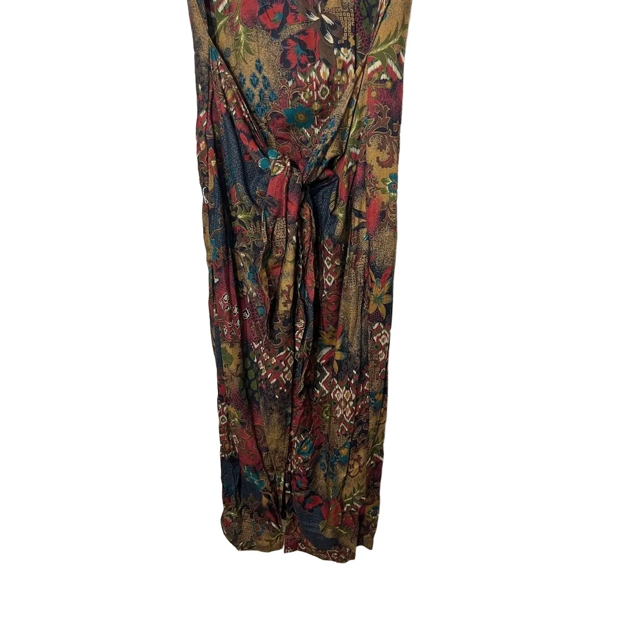 All That Jazz Vintage Floral Tie Front Short Sleeve Maxi‎ Dress Scoop Neck 9/10 - Image 4
