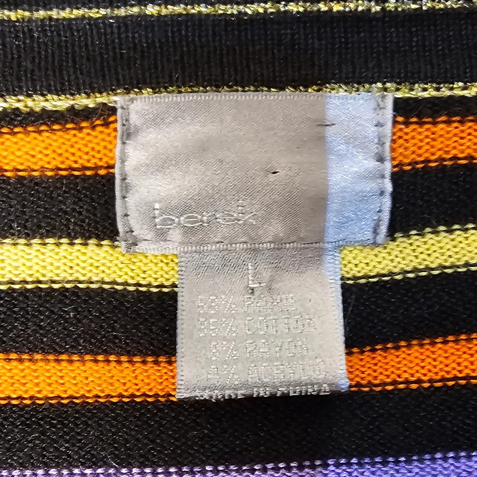 Vintage‎ Berek Black Orange Striped Embellished Halloween Cardigan Sweater Large - Image 4