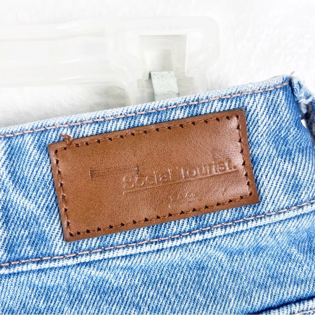 SOCIAL TOURIST Blue Ultra High Rise Baggy Hearts Patches Wide Leg Jeans Size 26 - Image 10