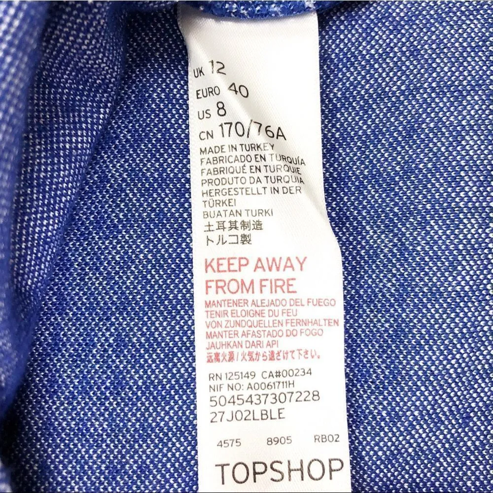 Topshop Blue Gingham Skirt Size 8 - Image 7