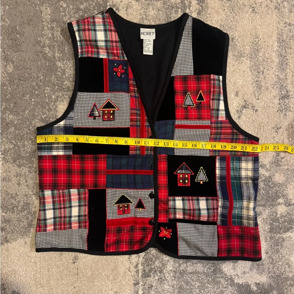 Koret Colorful Patchwork Vest with Embroidered Details Red Size XL - Image 4