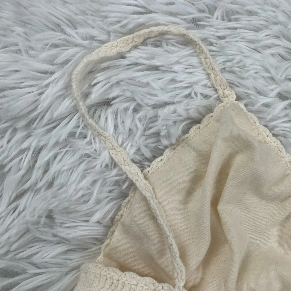 COCO + JAMESON Crochet Top Bralette. Cream/off white. Size medium - Image 7