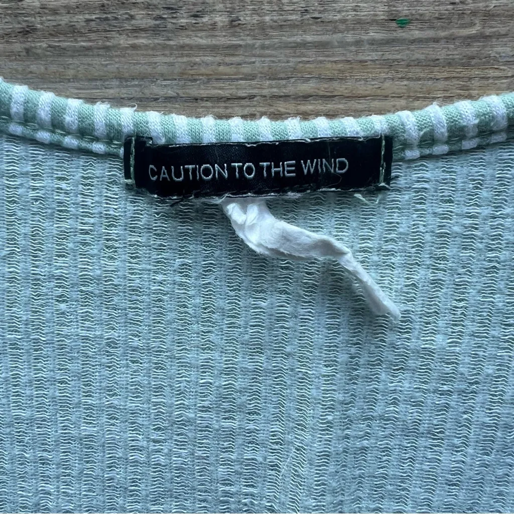 Caution To The Wind Women's Short Sleeve Striped Turquoise Blue Dress Size M - Image 3