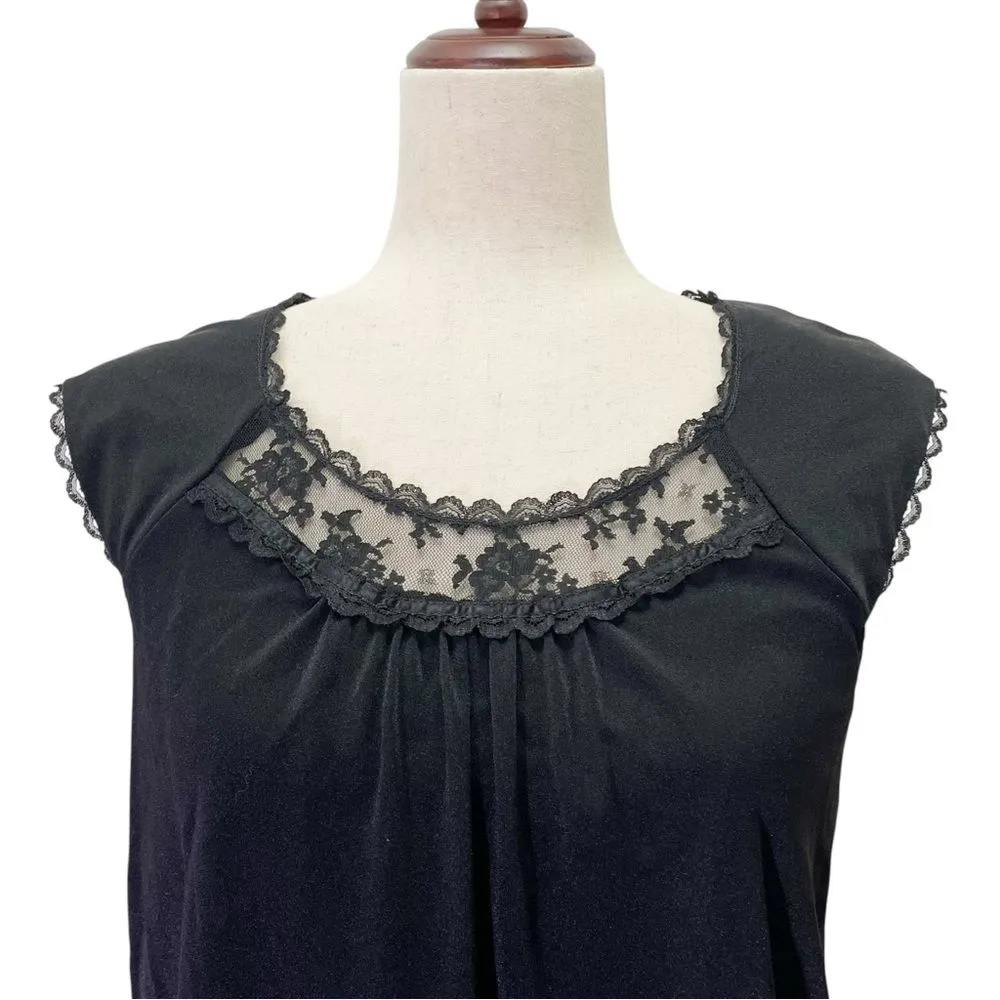 NWT Jody of California Black Dress Lace Trim Sleeveless Midi Size 9 Vintage 80s - Image 7