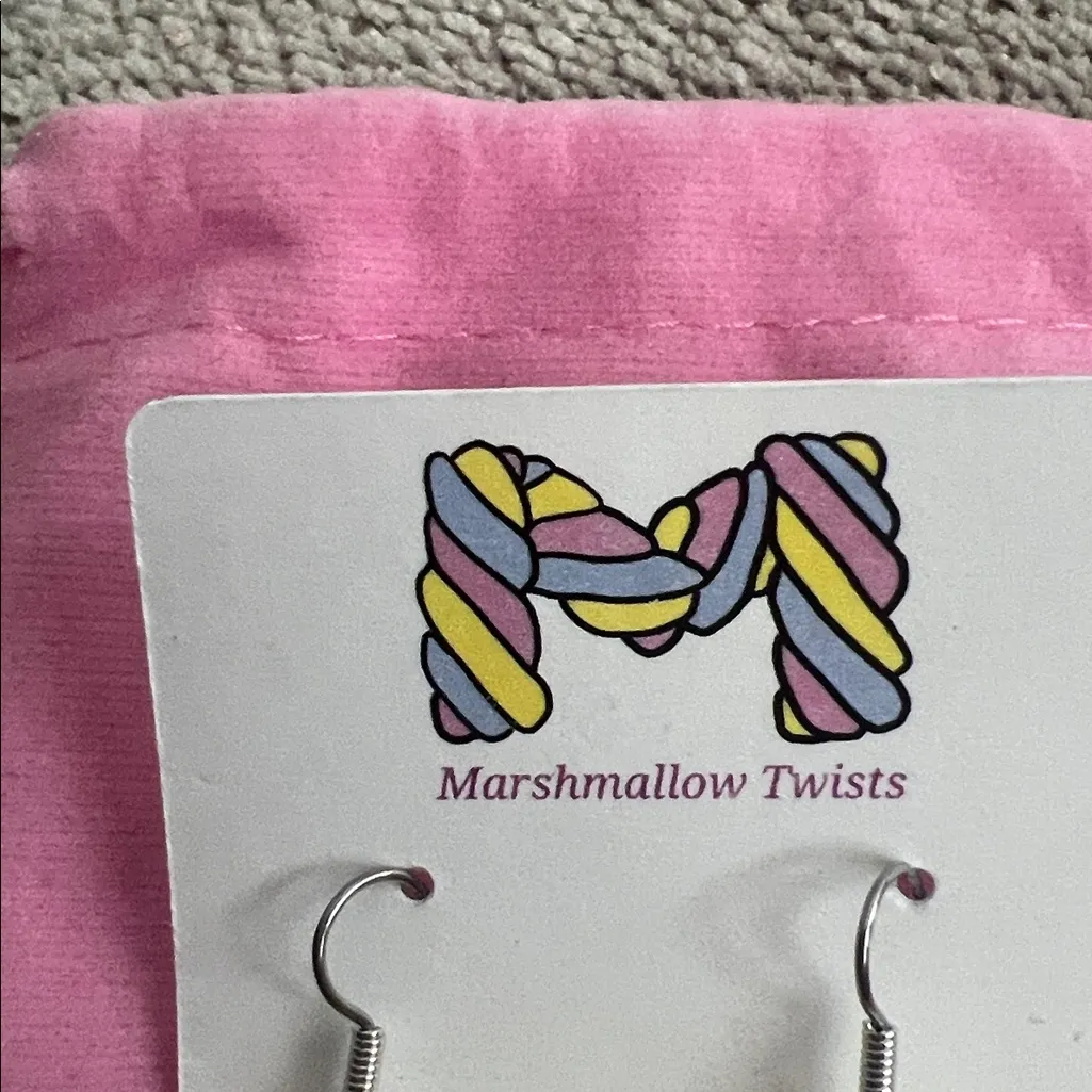 Marshmallow Twists Bread Earrings for the foodie Brown - Image 3