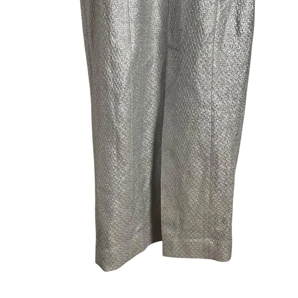 Mestiza New York Mona Silver Metallic Tweed Off the Shoulder Formal Gown 14 - Image 10