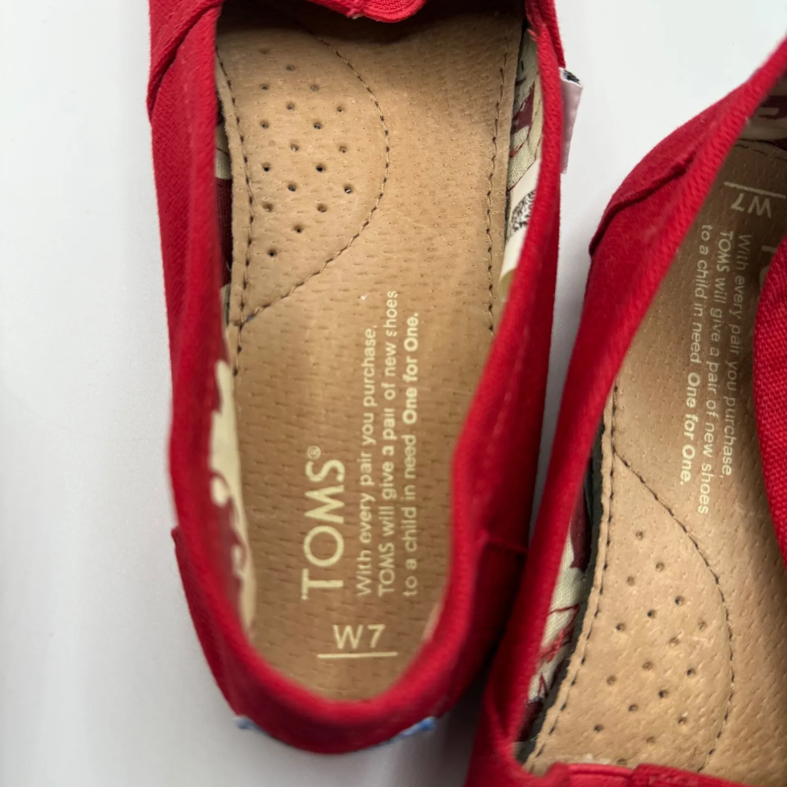 TOMS Alpargata Red Canvas Slip‎ On Casual Comfort Shoes Women's Size 7 - Image 7