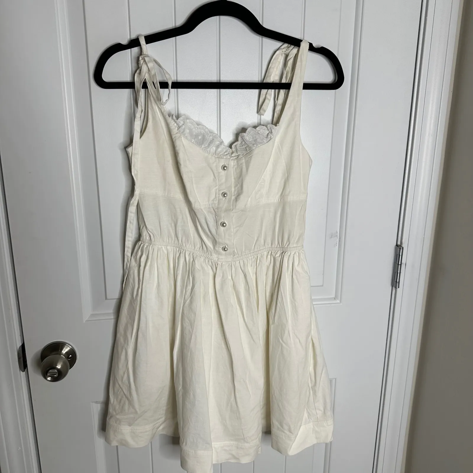 Anthropologie LPA white milkmaid cottagecore eyelet mini dress small‎ romantic - Image 2